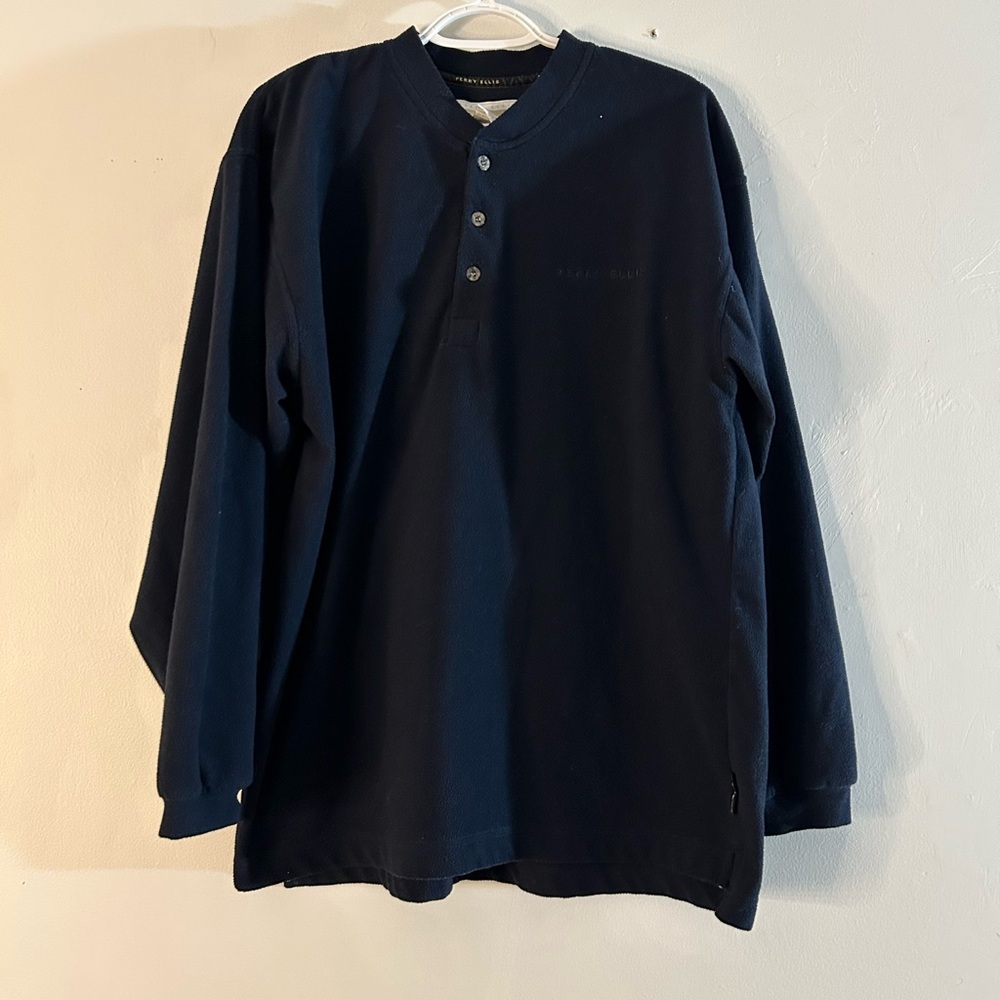 Perry Ellis Dark Blue Casual Button Down Shirt